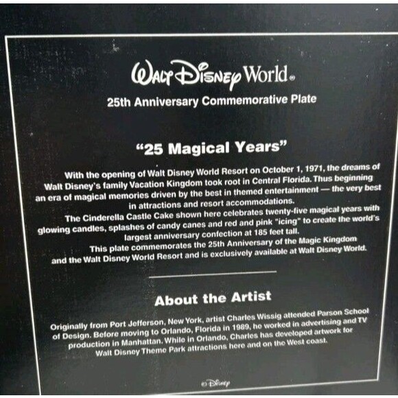 The Art Of Disney 1996 Walt Disney World 25 Magical Years Anniversary Plate - Picture 3 of 4